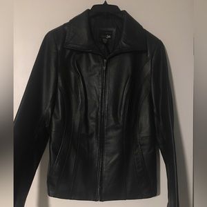Black Leather, silk lined jacket